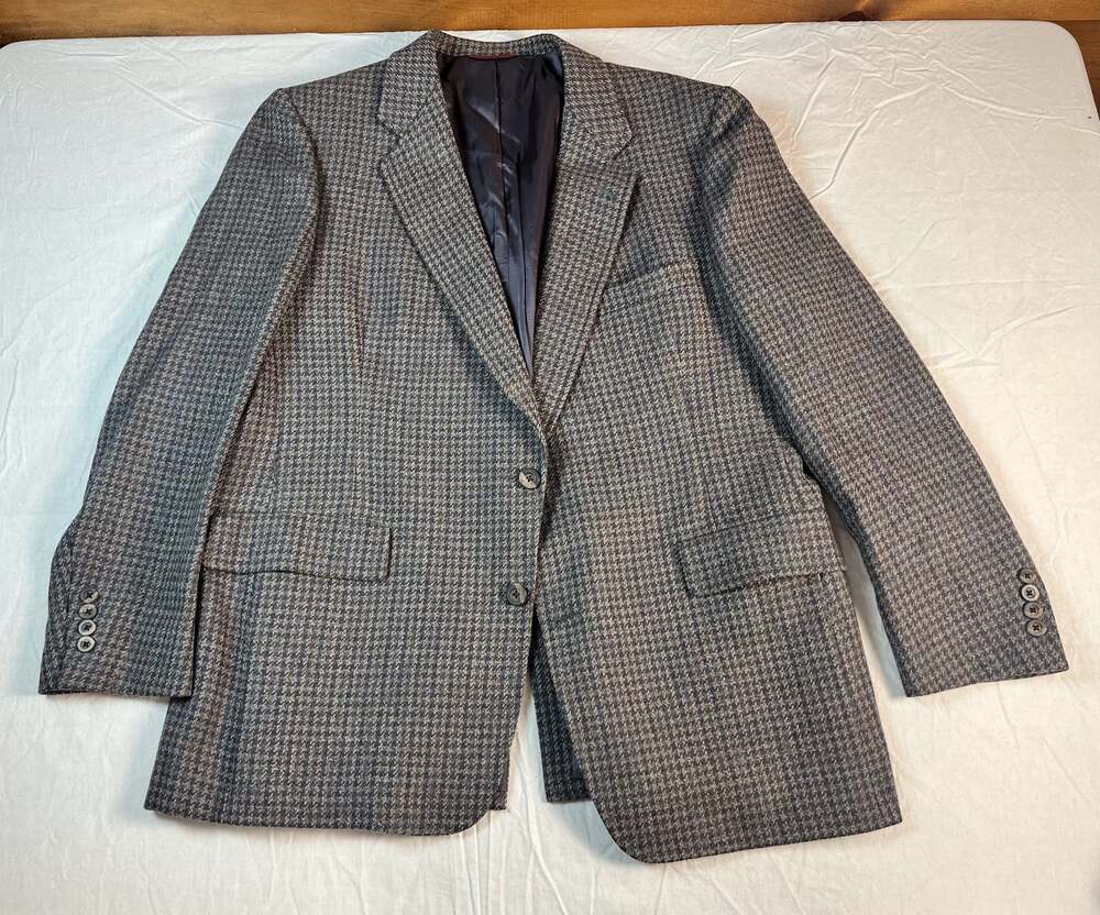 Hart Schaffner & Marx Miller Brothers Vintage Wool Houndstooth Sport Coat 40R